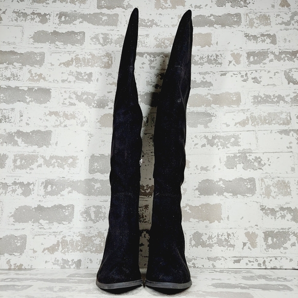 NEW BP. Luke Black Side Zip Block Heel Over The Knee Boots A398 - Picture 3 of 12